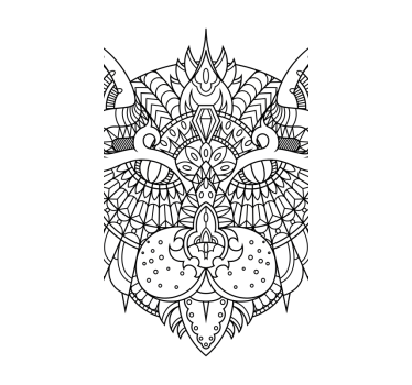 Kattillustration mandala fönster dekal - Tenstickers