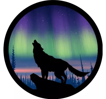 Varg som ylar i nordiska ljus vilda djur klistermärke - Tenstickers