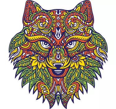 Mandala varg vilda djur klistermärke - Tenstickers