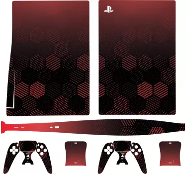Röd hexagonfade ps5 dekal - Tenstickers