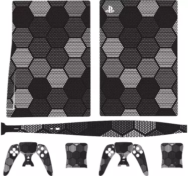 Svart pixel hexagoner ps5 dekal - Tenstickers