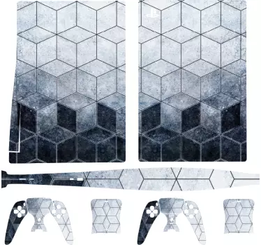 Blekt kubiskt mönster ps5 dekal - Tenstickers