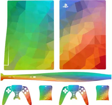 Polygonal rainbow playstation 5 vinyl klistermärke - Tenstickers