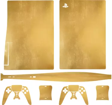 Klistermärke med borstad guldskinn playstation 5 - Tenstickers