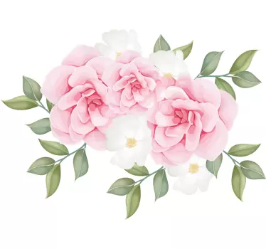 Eleganta blommor i rosa blommaväggsdekor - Tenstickers