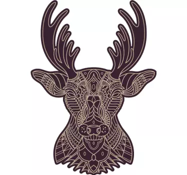 Hjorthuvud handdwna mandala djur väggdekor - Tenstickers