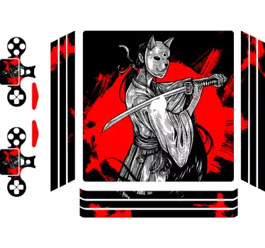 Ps4 klistermärke samuraj katt karaktär - Tenstickers