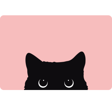 Katthuvud på rosa bakgrundsbärbara datorklistermärken - Tenstickers