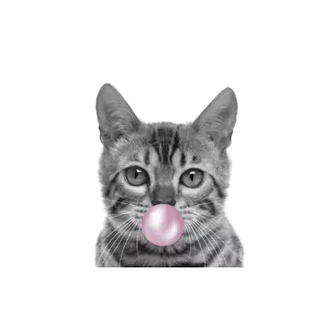 Katt med tuggummi bärbara klistermärken - Tenstickers