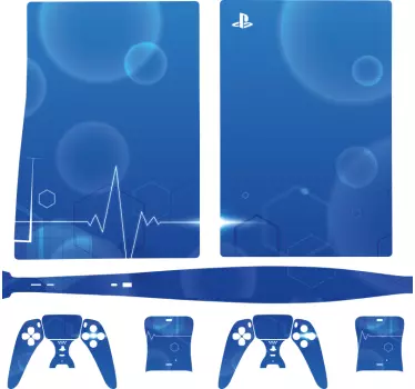 Abstrakt medicinsk linje blå bakgrund playstation 5 klistermärke - Tenstickers
