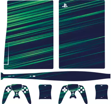 Blå och gröna linjer playstation 5 dekal - Tenstickers