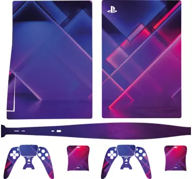 Modern futuristisk neon bakgrunds playstation 5 dekal - Tenstickers