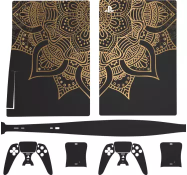 Mandala bakgrund i guld playstation 5 dekal - Tenstickers