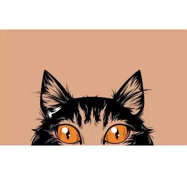 Katt ansikte med orange ögon laptop klistermärke - Tenstickers