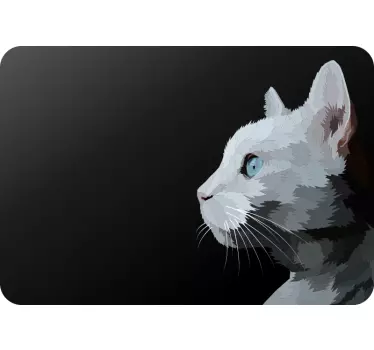Katt ansikte med blå ögon laptop klistermärke - Tenstickers
