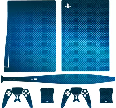 Blå kolfiber playstation 5 klistermärke - Tenstickers