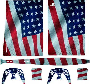Viftande amerikansk flagga playstation 5 dekal - Tenstickers