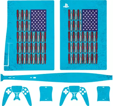 Ps5 klistermärke med amerikansk flaggtema - Tenstickers