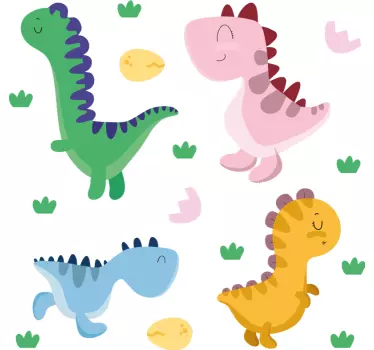 Nordisk dinosaurie doodle set drake vägg klistermärke - Tenstickers
