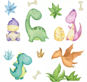 Klistermärke söta dinosaurfigurer - Tenstickers