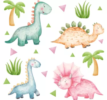 Dinosaurie söta reptiler vägg klistermärke - Tenstickers