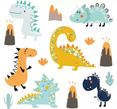 Nordisk dinosaurie vulkan drake vägg klistermärke - Tenstickers