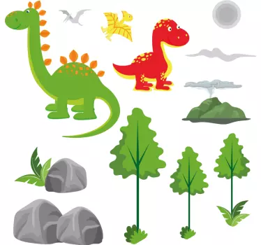 Nordiska dinosaurier världen tema set drake vägg klistermärke - Tenstickers