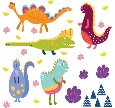 Nordisk dinosaurie handmålad set drakdekal - Tenstickers