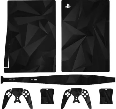 Svart 3d geometrisk playstation 5 dekal - Tenstickers