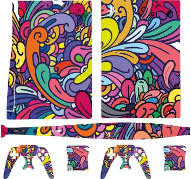 Konstnärligt färgstarkt design playstation 5 dekal - Tenstickers