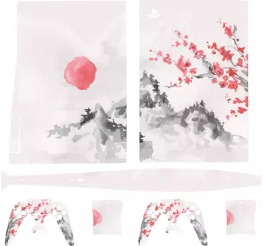 Japansk stil liggande playstation 5 dekal - Tenstickers