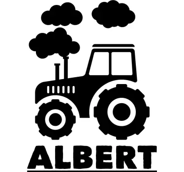 Traktor med moln djur klistermärke - Tenstickers