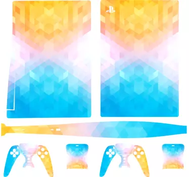 Blå och gula rutor playstation 5 dekal - Tenstickers