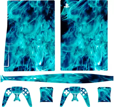 Blå brand playstation 5 klistermärke - Tenstickers