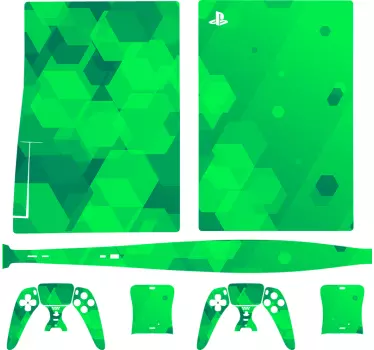Ps5 klistermärke hexagonalt grönt mönster - Tenstickers