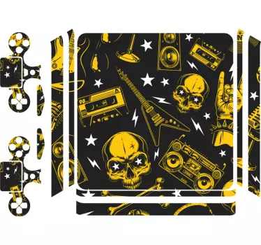 Rock and roll sömlösa mönster playstation 4 dekal - Tenstickers