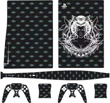 Anime ansikte blå ögon playstation 5 dekal - Tenstickers