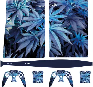 Cannabis i blå playstation 5 klistermärke - Tenstickers