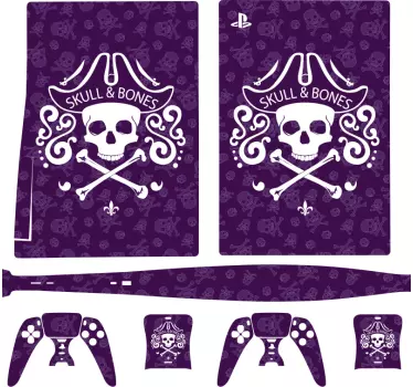 Lila skalle och ben playstation 5 dekal - Tenstickers