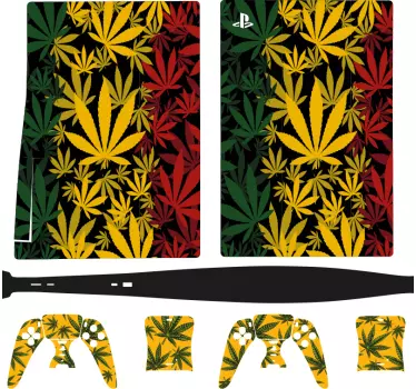 Ps5 klistermärke med lövdesign - Tenstickers