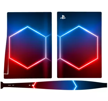 Sexkantig neonram playstation 5 dekal - Tenstickers