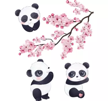 Charming panda family klistermärken - Tenstickers