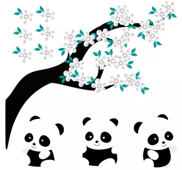 Panda blomsterland klistermärken - Tenstickers