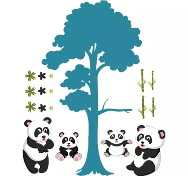 Pandas familjeliv vilda djur klistermärke - Tenstickers