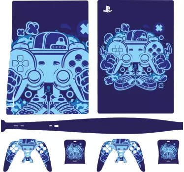 Spelare tecknad playstation 5 dekal - Tenstickers