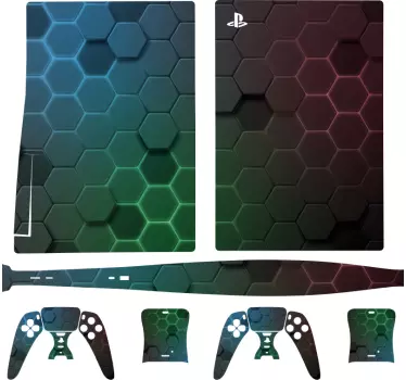 Grå sexkantiga playstation 5-klistermärken - Tenstickers