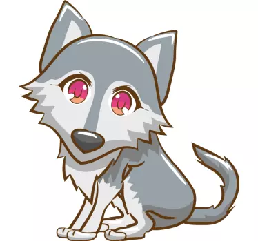 Söt varg japan animering vilda djur klistermärke - Tenstickers