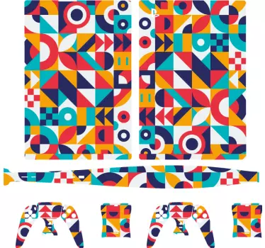 Ps5 klistermärke med livliga geometriska mönster - Tenstickers
