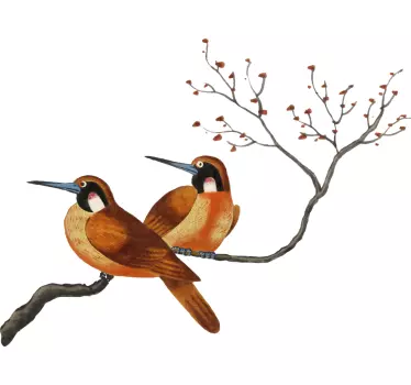 Väggdekor för fåglar och blommor för kinesisk målning - Tenstickers