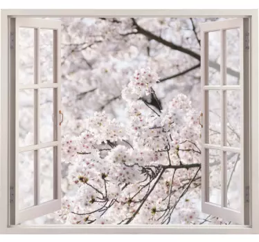 Sikter 3d till en dekor för vägg för blommor för vårvita träd - Tenstickers